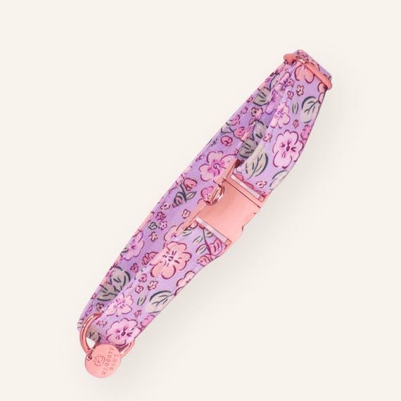 Lavender Floral Dog Collar, Lilac Flower Pet Collar, Romantic Cottagecore Dog Collar, Martingale or Flat Option, LAVENDER SERENADE