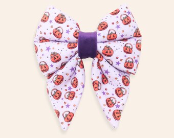 Spooky Pumpkin Dog Sailor Bow Tie, Halloween Dog Bow, Fall Collar Accessory for Dogs | MOONLIT PUMPKINS