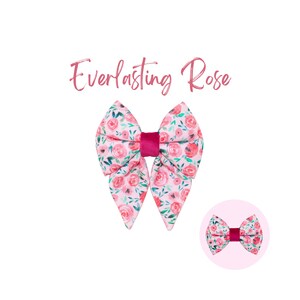 Pajaritas marineras con flores rosas para perros, lazos para perros con rosas para San Valentín, lazos para mascotas sobre el collar, corbatas extra grandes para cachorros / EVERLASTING ROSE