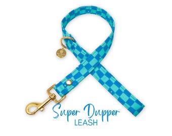 Blue Checkered Dog Leash, Male Traffic Dog Leash option, Groovy Dog Leash, Puppy Leash | SUPPER DUPPER