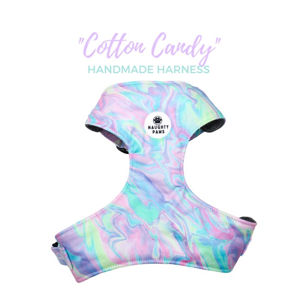 Unicorn Marbled Chest Dog Harness, Small Dog Harness, Girl or Boy Dog Harness, Puppy Harness, Cute Dog Harness, COTTON CANDY