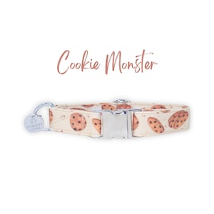 Cookie Dog Collar, Soft Neutral Custom Martingale or Flat Collar for Dogs | COOKIE MONSTER