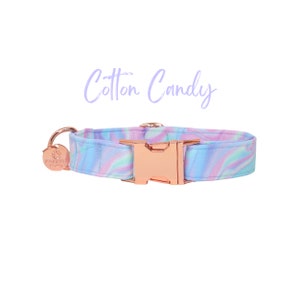 Unicorn Dog Collar, Marbled Pink and Blue Dog Collar, Thin Puppy Collar, Martingale or Flat Dog Collar,  Large Dog Collar -COTTON CANDY
