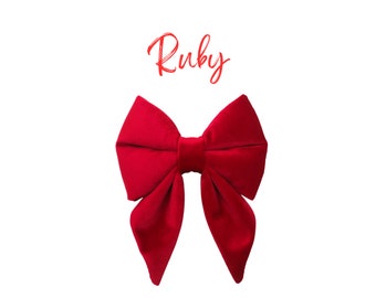 Christmas Red Velvet Dog Sailor Bows, Holidays Pet Bow tie, Male or Female Dog Sailor Bow ties, RUBY