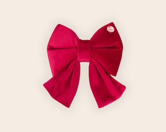 Red Velvet Dog Sailor Bow | Luxury Holiday Pet Bow Tie | RUBY