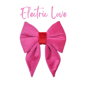 Pink Velvet Girl Dog Sailor Bow | Over the collar with two elastic | Puppy Neckwear | Pink and Red Bows | ELECTRIC LOVE