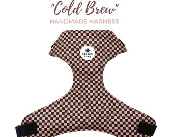 Brown Checkered Chest Harness for Dogs, Small Dog Harness, Male Pet Harness, Cute Puppy Harness - COLD BREW