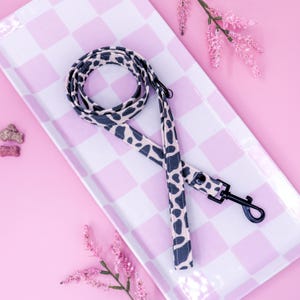 Cow Print Dog Leash, Male Traffic Dog Leash option, Small Dog Leash, Custom Dog Leash, Handmade Dog Leash - CLARABELLE