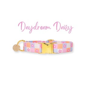 Daisy Checkered Dog Collar, Small Puppy Collar, Y2k Dog Collar, Retro Dog Collar, Large Girl Dog Collar, XL Dog Collar | DAYDREAM DAISY