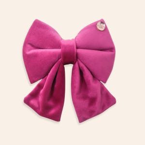 Pink Velvet Sailor Bow for Dogs – Over the Collar Bow Tie – Elegant Puppy Accessory – ELECTRIC LOVE