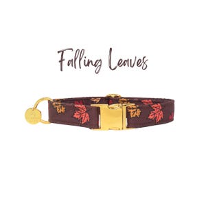Collar para perro con hojas de otoño, collar marrón para perro otoñal, martingala o plano, collar para perro grande, collar para perro personalizado, collar para perro XL / HOJAS CAÍDAS