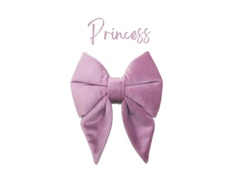 Light Purple Velvet Girl Dog Sailor Bows | Puppy Accessories | Over the collar with two elastic loops | PRINCESS