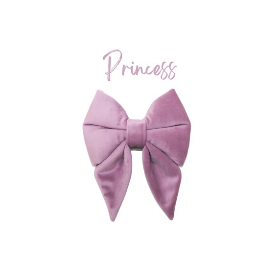 Light Purple Velvet Girl Dog Sailor Bows | Puppy Accessories | Over the collar with two elastic loops | PRINCESS