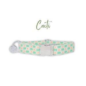 Cactus Dog Collar, Small Dog Collar, Tiny Puppy Collar, Boy or Girl Collar, Custom Pet Collar, Martingale Opt, Aesthetic Dog Collar CACTI