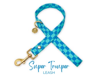 Blaue karierte Hundeleine, blau karierte Hundeleine, Option Hundeleine, Groovy Hundeleine, Welpenleine | SUPER TROUPER