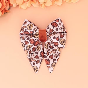 Fall Dog Sailor Bow Tie, Pumpkin Floral Pet Collar Accessory - HARVEST MARKET