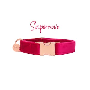 Hot Pink Velvet Dog Collar, Soft and Luxurious Dog Collar, Girl Dog Collar, Small Dog Collar, Wide Dog Collar, Female Dog Collar -SUPERNOVA
