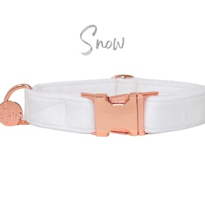 White Velvet Dog Collar, Wedding Dog Collar, Large Dog Collar, Girl Dog Collar, Cute Dog Collar, Soft and Durable Dog Collar, SNOW