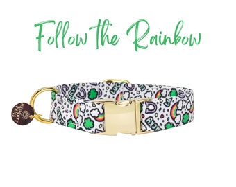 St. Patricks Day Hundehalsband | Kleeblatt Hundehalsband | Irisches Hundehalsband Grün | St. Pattys Hundehalsband | FOLGE DEM REGENBOGEN