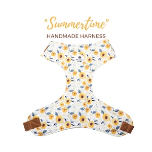 Sunflowers Chest Harness | Yellow Flowers | Metal Hardware | Handmade Adjustable Puppy Harness | SUMMERTIME