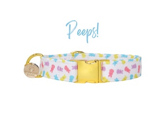 Easter Peeps Dog Collar, Pastel Bunnies Puppy Accessories | Spring Girly Pet Collar | Peeps