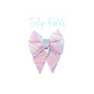 Kleurrijk gestreepte matroos vlinderdas, roze hondenaccessoires, groovy hondenstrik, strik hondenhalsband, schuifstrik voor hondenhalsband, pastelkleuren