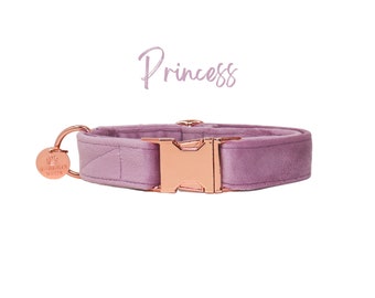 Light Purple Velvet Dog Collar, Lilac Soft & Luxurious Puppy Accessories, Female Dog Collar, Medium Dog Collar, Fancy Dog Collar -PRINCESS