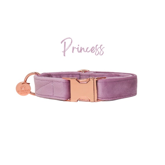 Lavender Pink Velvet Dog Collar, Luxury Soft Dog Collar, Elegant Girl Dog Collar, Velvet Puppy Collar – PRINCESS