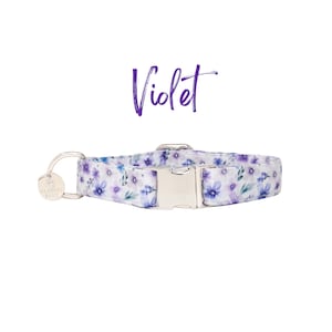 Floral Dog Collar, Purple Female Dog Collar, Girl Dog Collar, Small Puppy Collar, Custom Dog Collar, handmade Large Girl Dog Collar | VIOLET