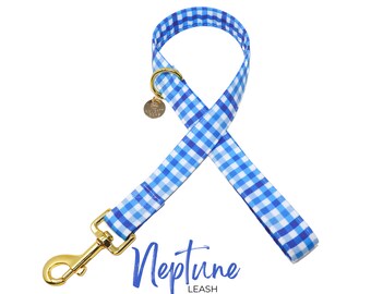 Royalblau karierte Hundeleine | Männlicher Verkehrshundleinenoption | Neutral Haustierleinen | Welpen Leine | NEPTUN