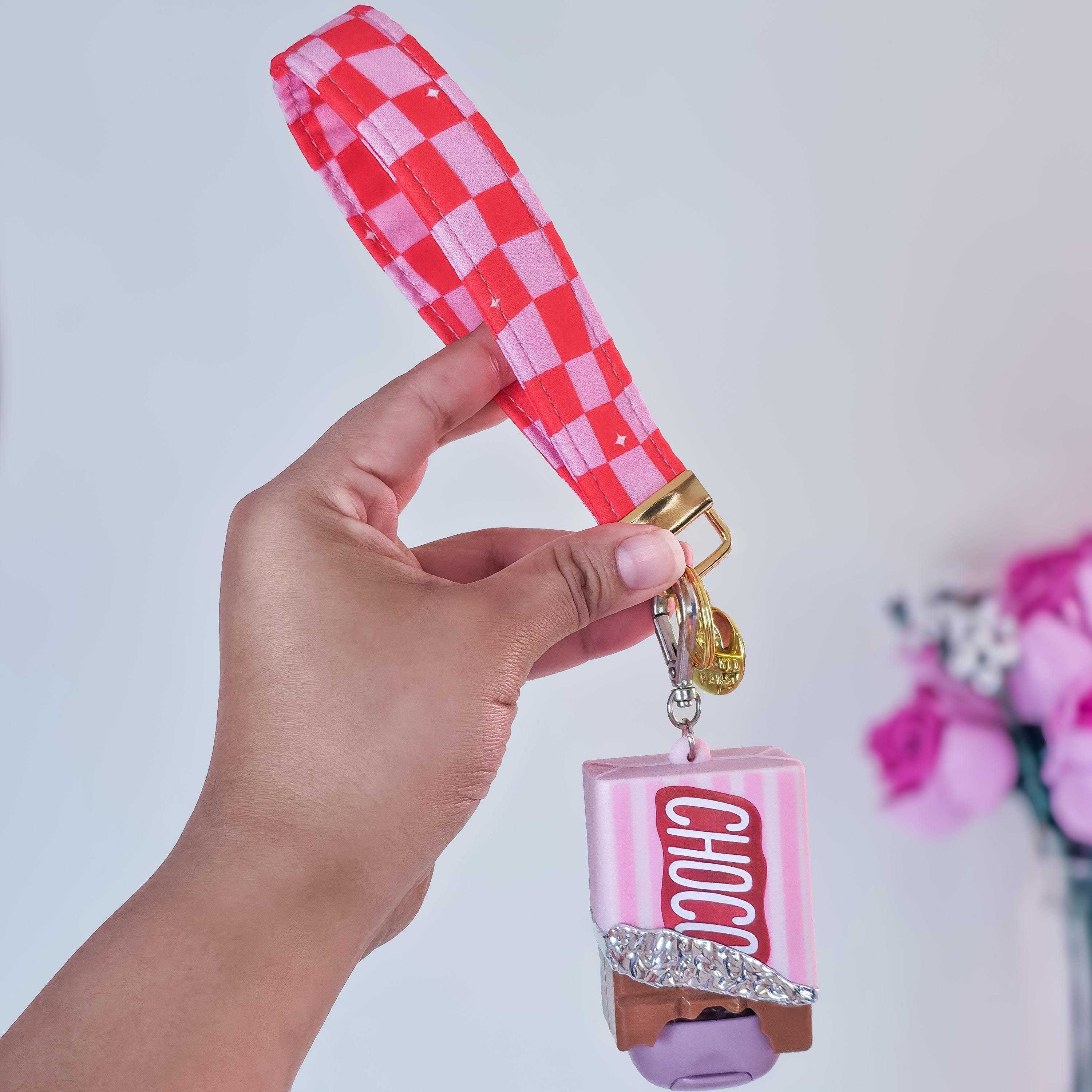 Pink Checkered Wristlet Keychain, Groovy Keyfob, Key Chain for Women ...