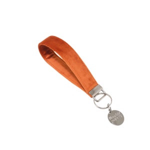 Luxe Terracotta Velvet Key fob Wristlet | Caramel Key Holder | Burnt Orange Keychain | Fall Gifts for her | CINNAMON APPLES