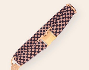 Rutigt hundhalsband, brunt och svart hanhalsband, rutigt hundhalsband, specialdesignat hundhalsband för pojkar, martingale eller platt halsband - COLD BREW