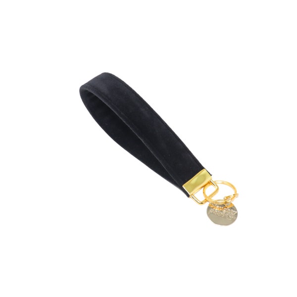 Luxe Black Velvet Key fob Wristlet | Black Keychain Wristlet | BLACK VELVET