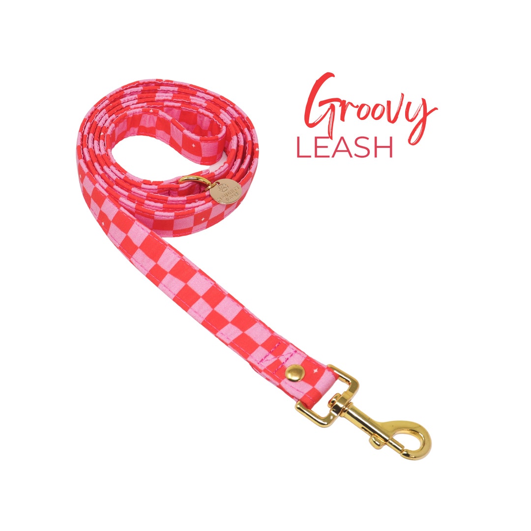 Pink Checkered Dog Leash, Male or Female Traffic Dog Leash Option