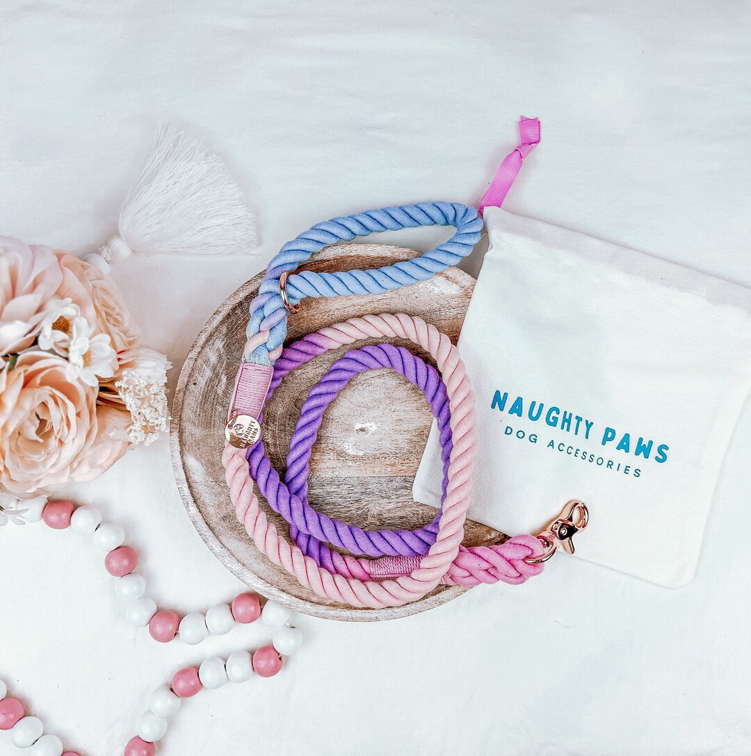 Light Pink Cotton Rope Dog Leash, Blue Dog Walking, Ombre Rope Dog ...