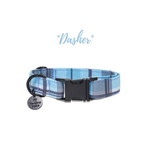 Blue and Gray Plaid Dog Collar | Boy Dog Collar | Spring Plaid Dog Collar | Girl Dog Collar | Puppy Collar | DASHER