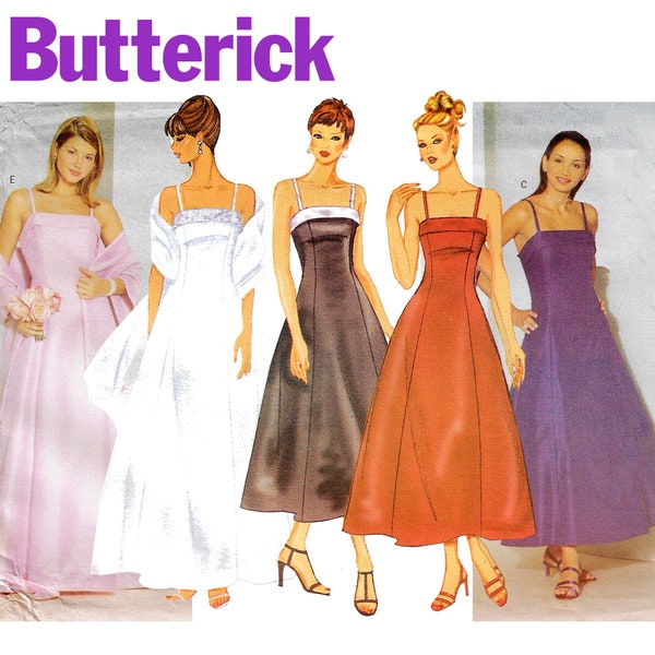 Patron de couture vintage Butterick Classics 6405 1999 robe et étole femme 12 14 16