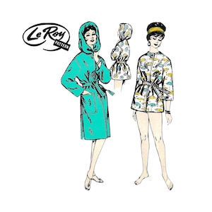 Patrón de costura vintage para bata de playa de mujer talla 16 Le Roy Pattern 667 de los años 60