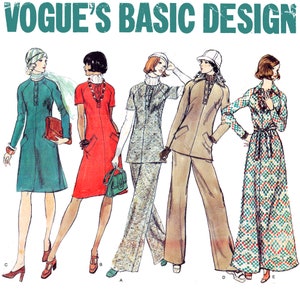 Vogue's Basic Design 2950 1973 Dress, Tunic and Pants Women's Size 16.5 Vintage Sewing Pattern