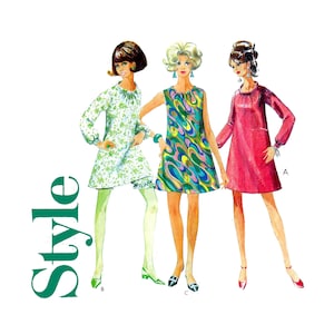 Style 1976 1967 Mini Dress Women&#39;s Size Bust 36&quot; Vintage Sewing Pattern