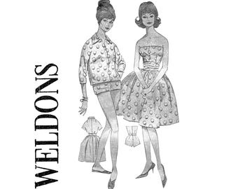 Weldons 8122 1950s Skirt Shirt & Sun Top Women's Size 12 Vintage Sewing Pattern