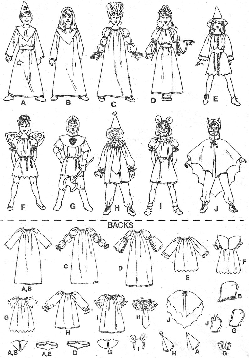 Simplicity 8285 1994 Children's Halloween Costumes Unisex Boys & Girls Sizes S M L Vintage Costume Sewing Pattern image 4