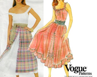 Vogue American Designer Ralph Lauren 2946 1982 Camisole Skirt and Petticoat Women's Size 8 Vintage Designer Sewing Pattern