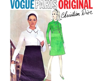 Vogue Paris Original 1994 1968 Christian Dior Double-Breasted Coat Women's Size 10 Vintage Designer Sewing Pattern