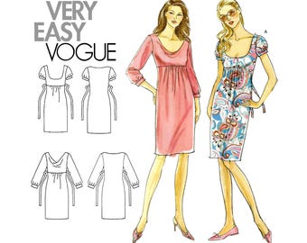 Very Easy Vogue V8351 2007 Summer Dress Size 14 16 18 20 Vintage Sewing Pattern