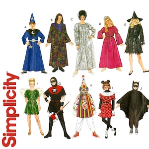 Simplicity 8285 1994 Children's Halloween Costumes Unisex Boys & Girls Sizes S M L Vintage Costume Sewing Pattern image 1