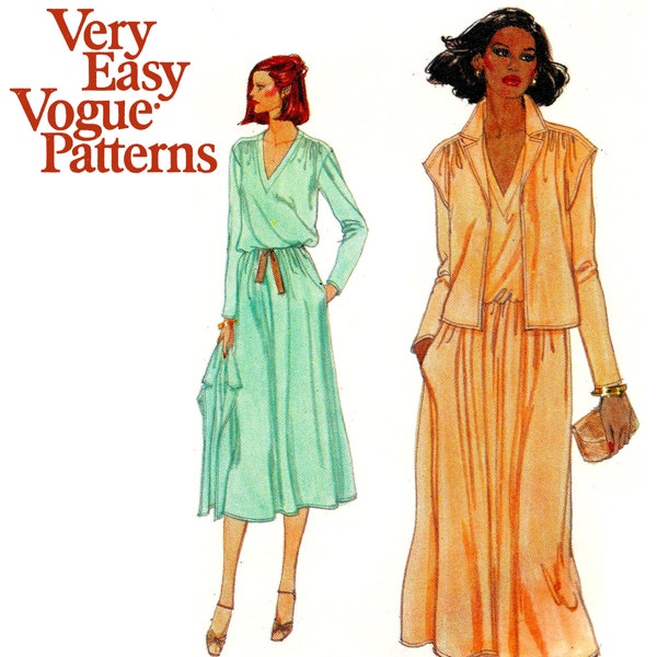 Very Easy Vogue 7153 1978 Blouson Dress and Jacket Women's Size 14 Vintage Sewing Pattern