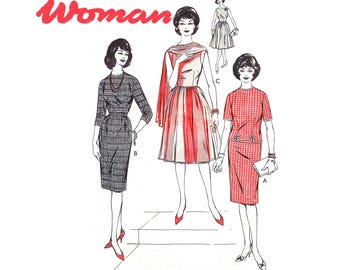 Woman W418 1960s Day/Cocktail Dresses Women's Bust Size 32 Vintage Sewing Pattern