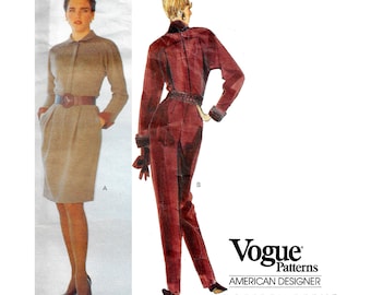 Vogue American Designer Geoffrey Beene 2597 1990 Dress and Jumpsuit Women's Size 14 16 18 Vintage Designer Sewing Pattern